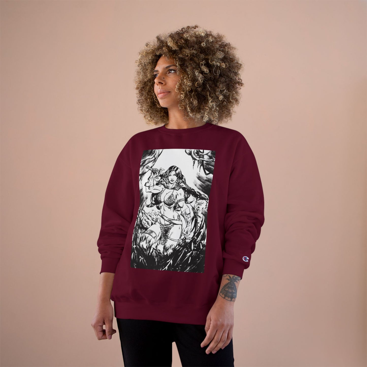 Red Sonja Champion Sweatshirt — Classic Comic Hero Crewneck