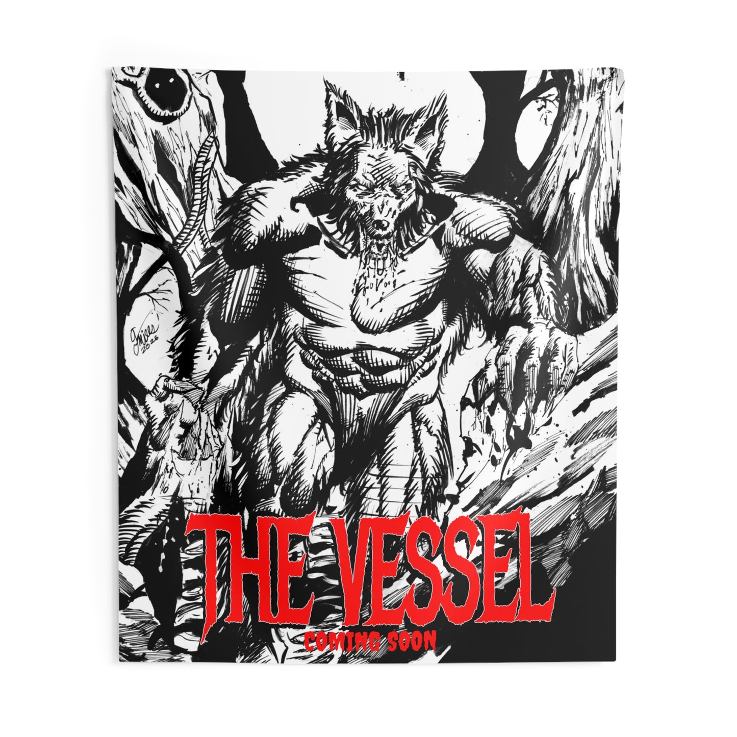 Horror Werewolf Wall Tapestry — "THE VESSEL" Graphic Poster