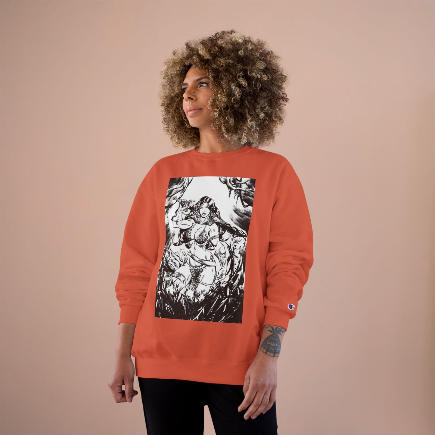 Red Sonja Champion Sweatshirt — Classic Comic Hero Crewneck
