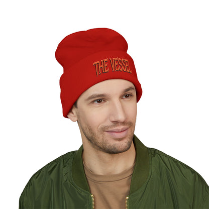 Embroidered 'THE VESSEL' Cuffed Beanie — Casual Streetwear Knit Hat