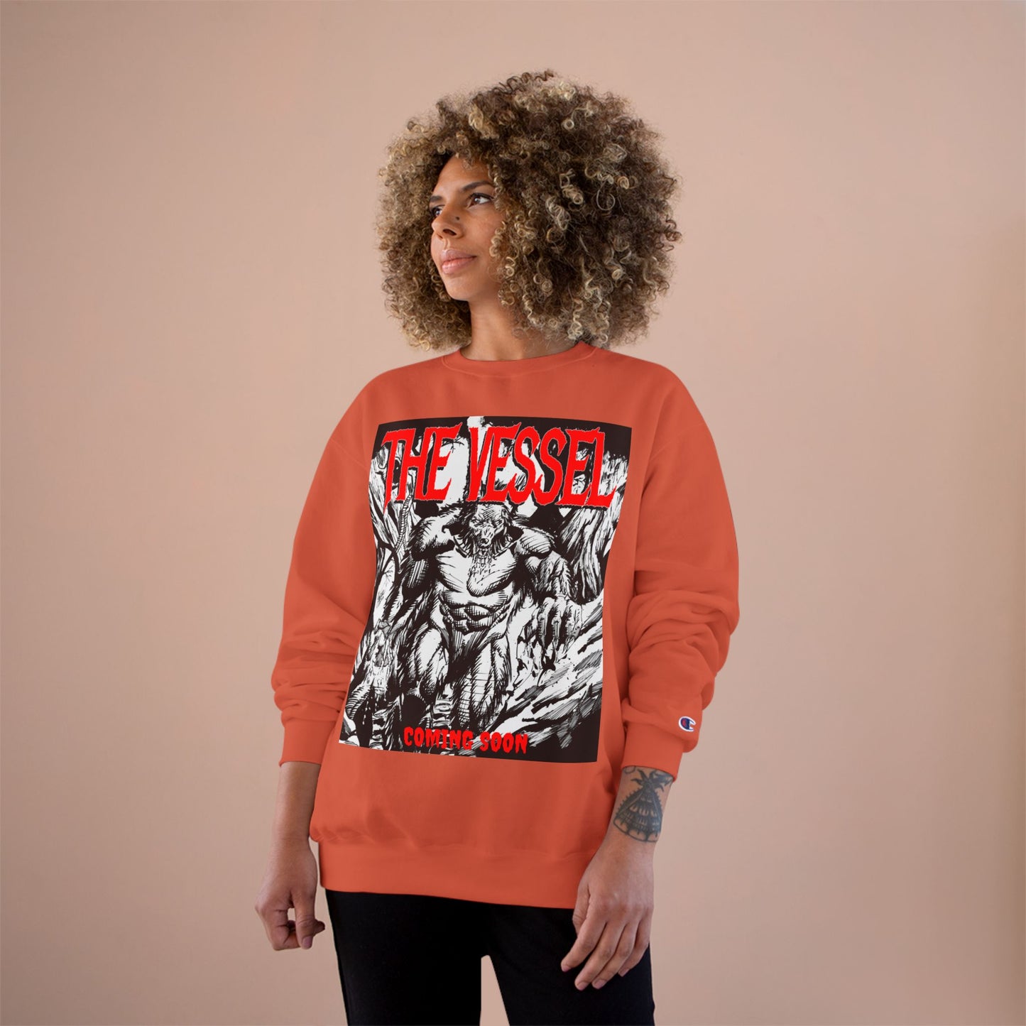 The Vessel Graphic Sweatshirt — Horror Art Crewneck with "Coming Soon" Design