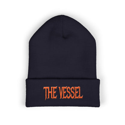 Embroidered 'THE VESSEL' Cuffed Beanie — Casual Streetwear Knit Hat