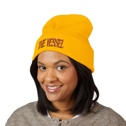 Embroidered 'THE VESSEL' Cuffed Beanie — Casual Streetwear Knit Hat