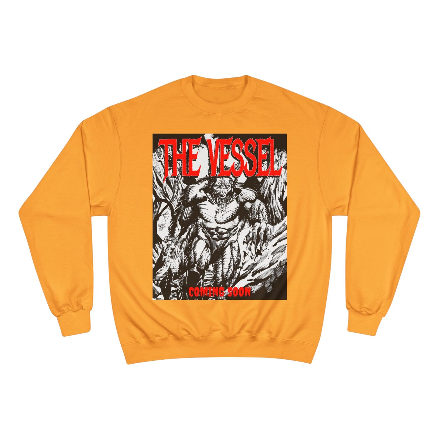 The Vessel Graphic Sweatshirt — Horror Art Crewneck with "Coming Soon" Design