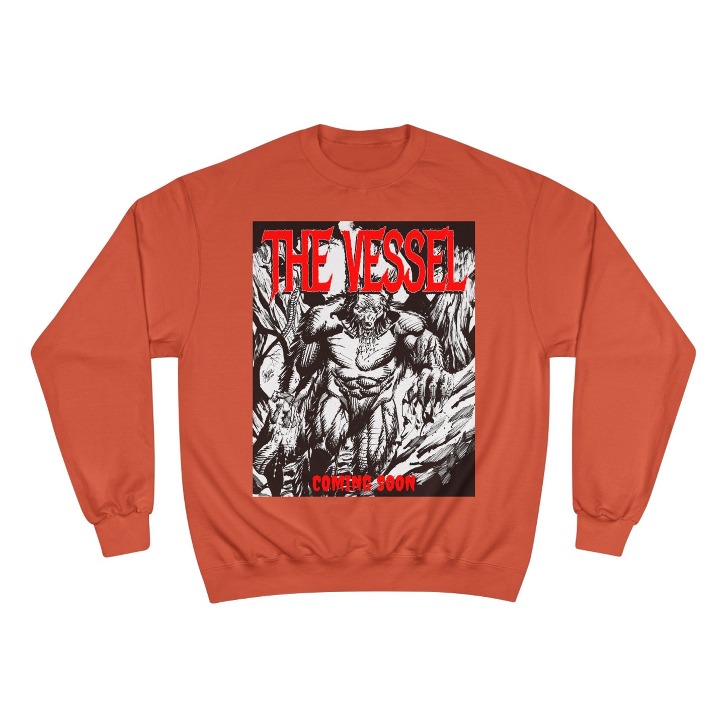 The Vessel Graphic Sweatshirt — Horror Art Crewneck with "Coming Soon" Design