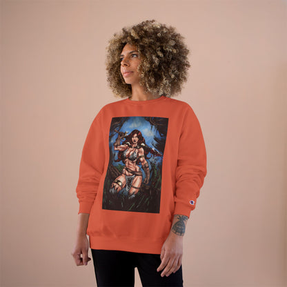 Red Sonja Champion Sweatshirt — Classic Comic Hero Crewneck (Color)