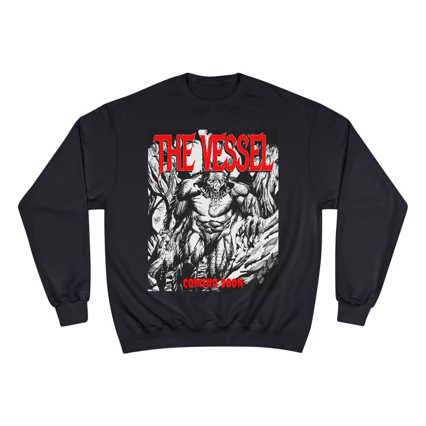 The Vessel Graphic Sweatshirt — Horror Art Crewneck with "Coming Soon" Design