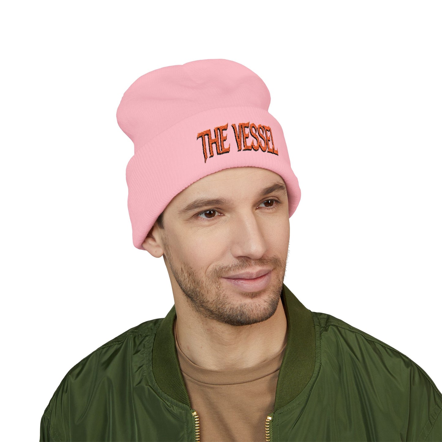 Embroidered 'THE VESSEL' Cuffed Beanie — Casual Streetwear Knit Hat