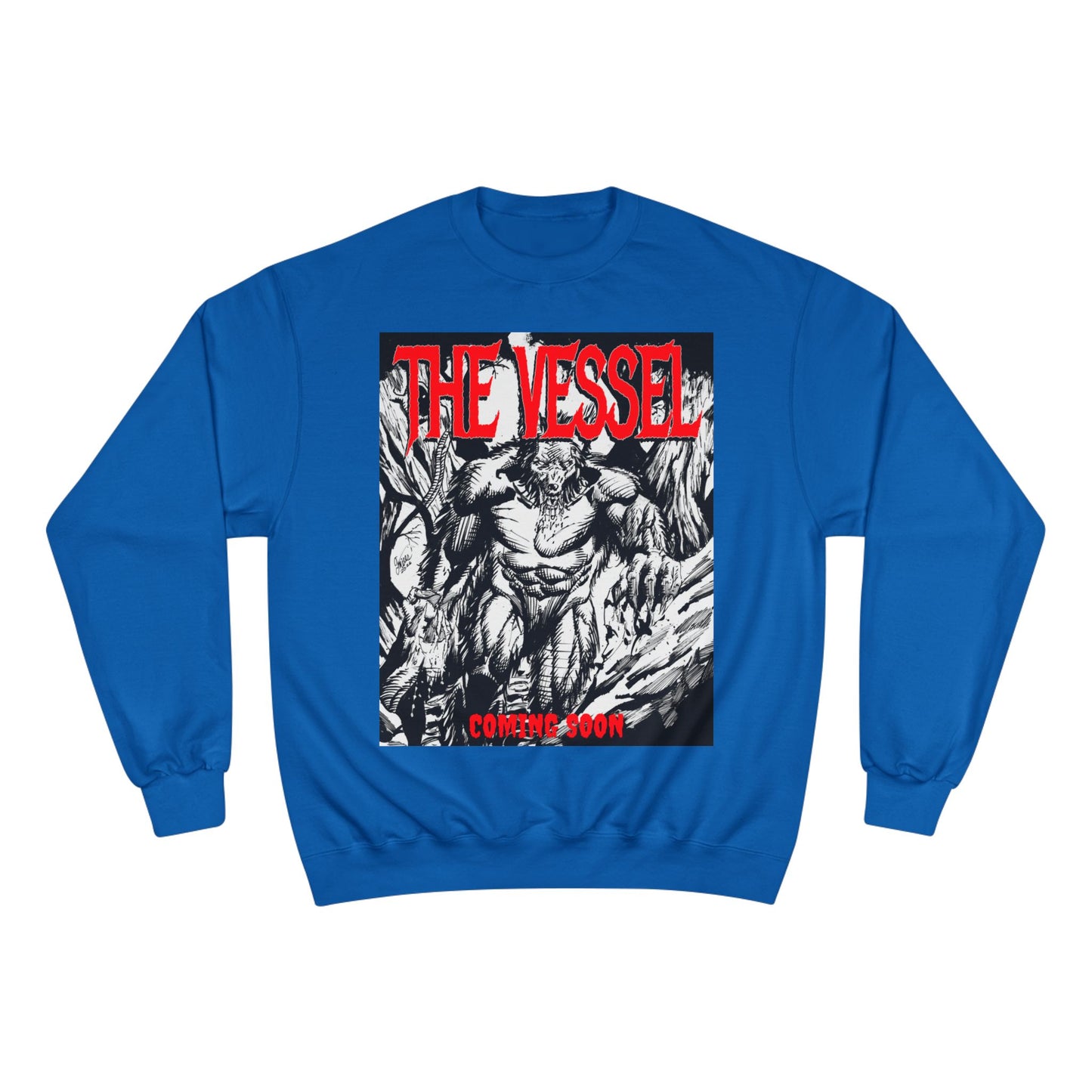 The Vessel Graphic Sweatshirt — Horror Art Crewneck with "Coming Soon" Design