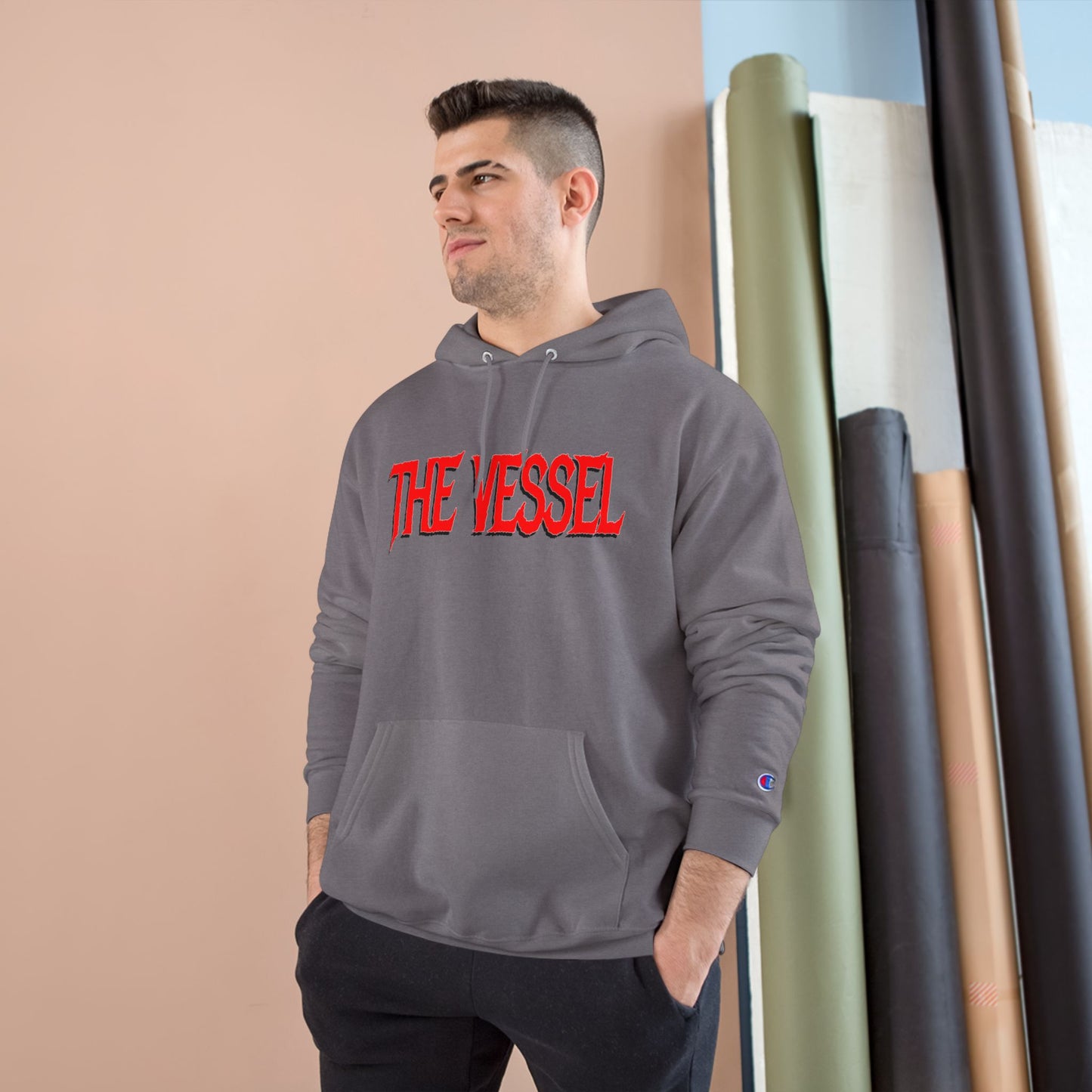 The Vessel Hoodie - Bold Red Logo Champion Pullover