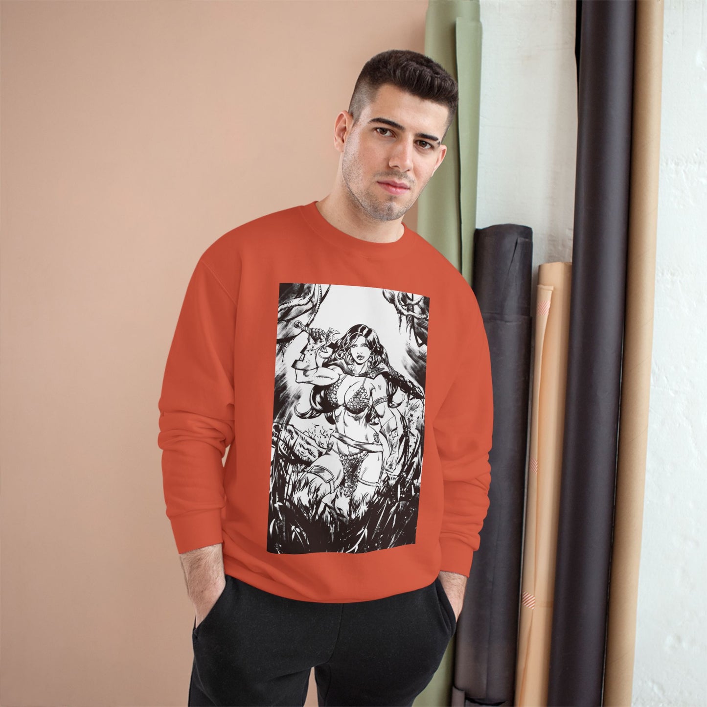 Red Sonja Champion Sweatshirt — Classic Comic Hero Crewneck