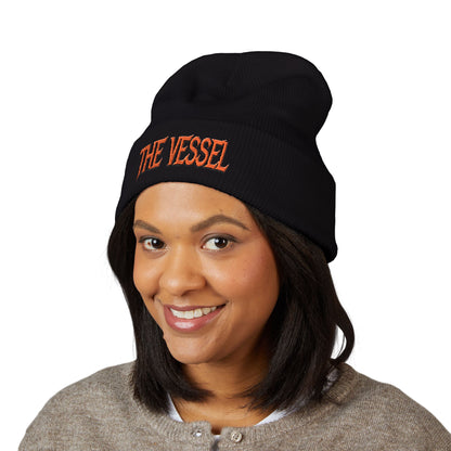 Embroidered 'THE VESSEL' Cuffed Beanie — Casual Streetwear Knit Hat