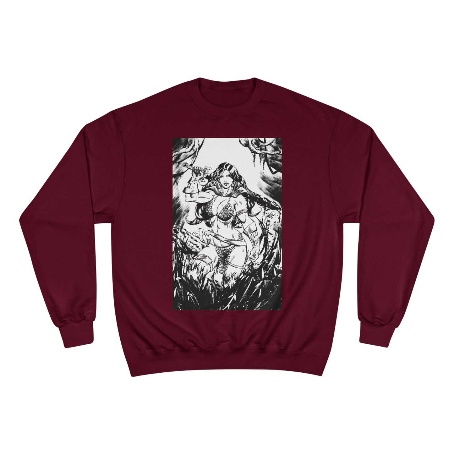 Red Sonja Champion Sweatshirt — Classic Comic Hero Crewneck