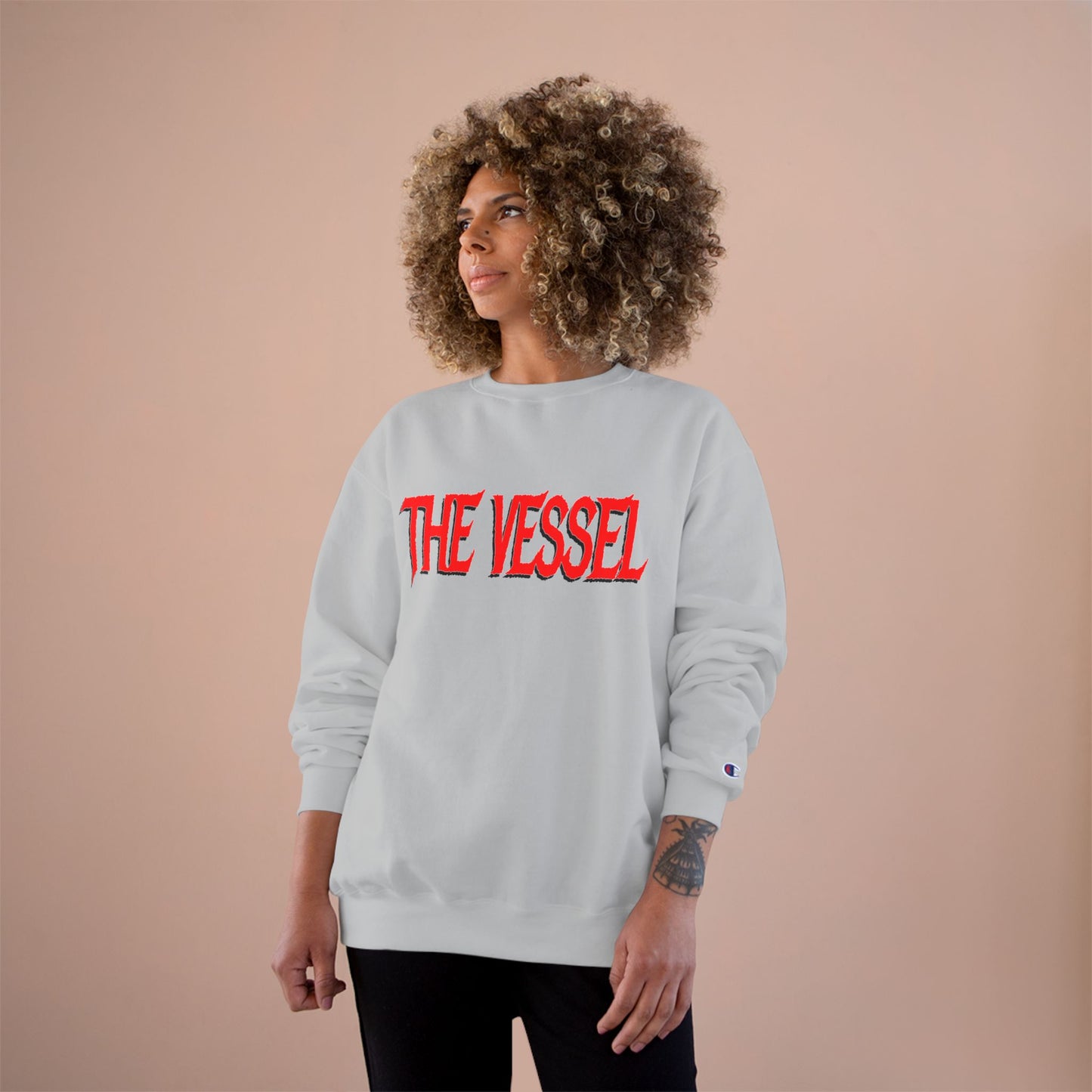 The Vessel Logo Crewneck (Red Logo, Gothic Art Back)
