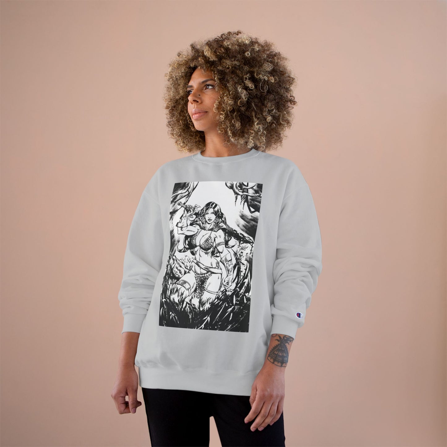 Red Sonja Champion Sweatshirt — Classic Comic Hero Crewneck