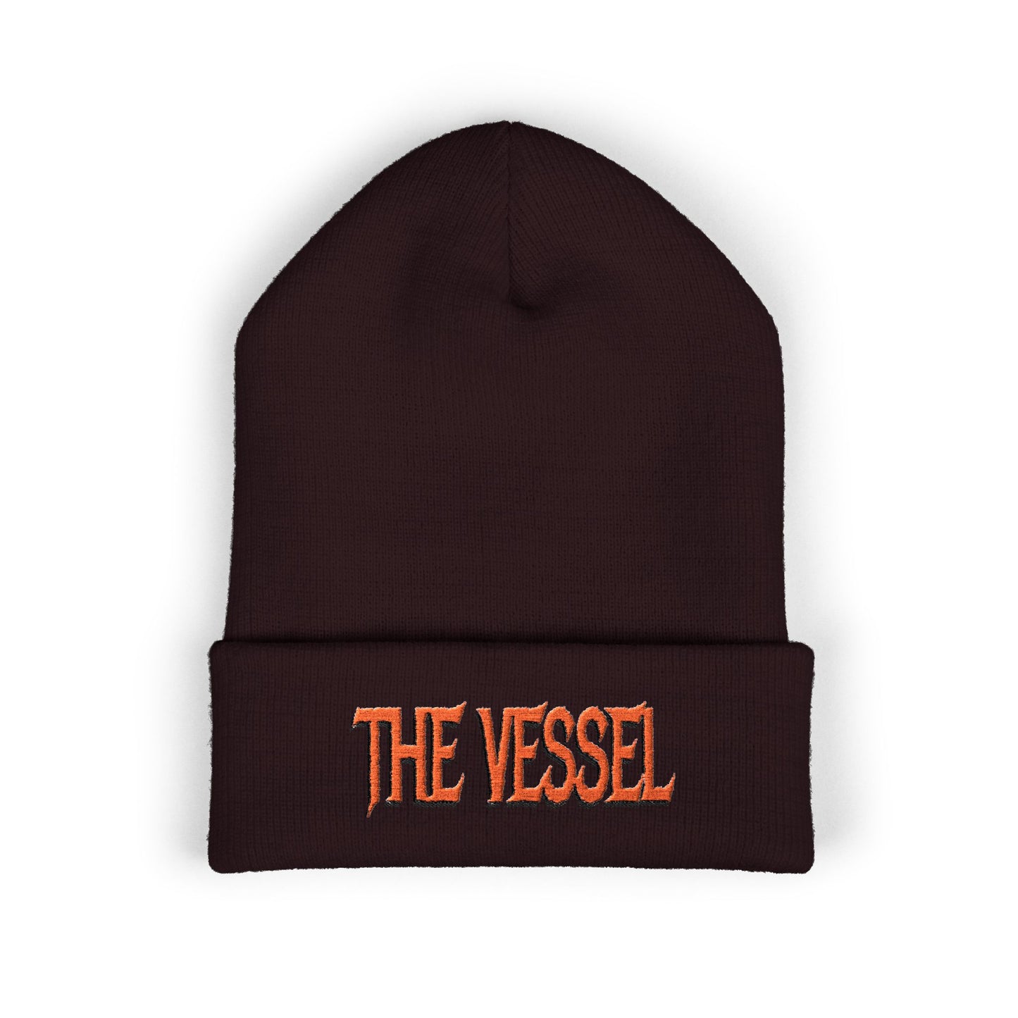 Embroidered 'THE VESSEL' Cuffed Beanie — Casual Streetwear Knit Hat