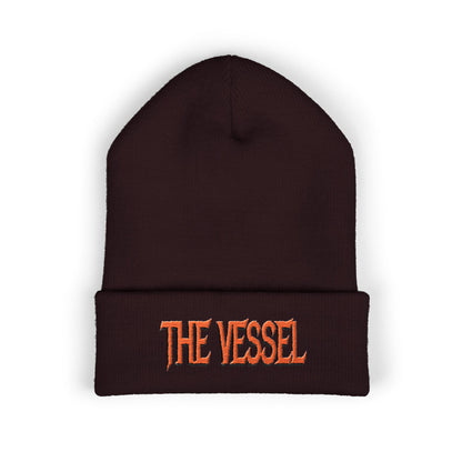 Embroidered 'THE VESSEL' Cuffed Beanie — Casual Streetwear Knit Hat