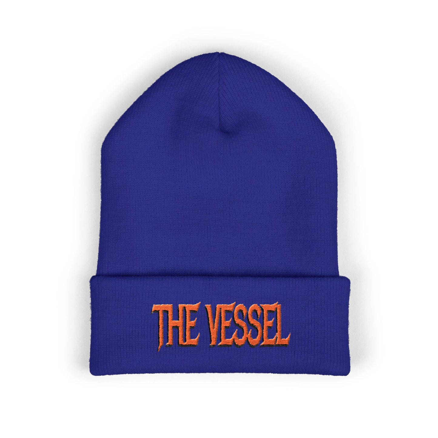 Embroidered 'THE VESSEL' Cuffed Beanie — Casual Streetwear Knit Hat