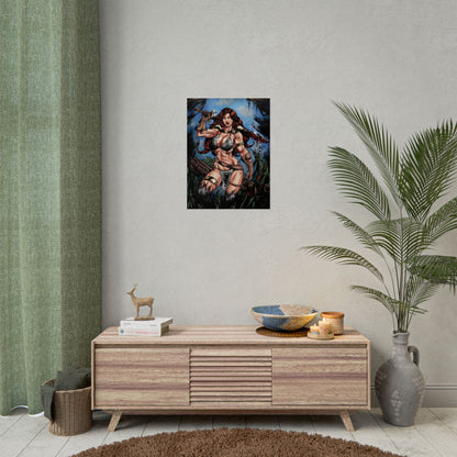 Fantasy Warrior Poster — Red-Haired Barbarian Art Print (Rolled Poster)