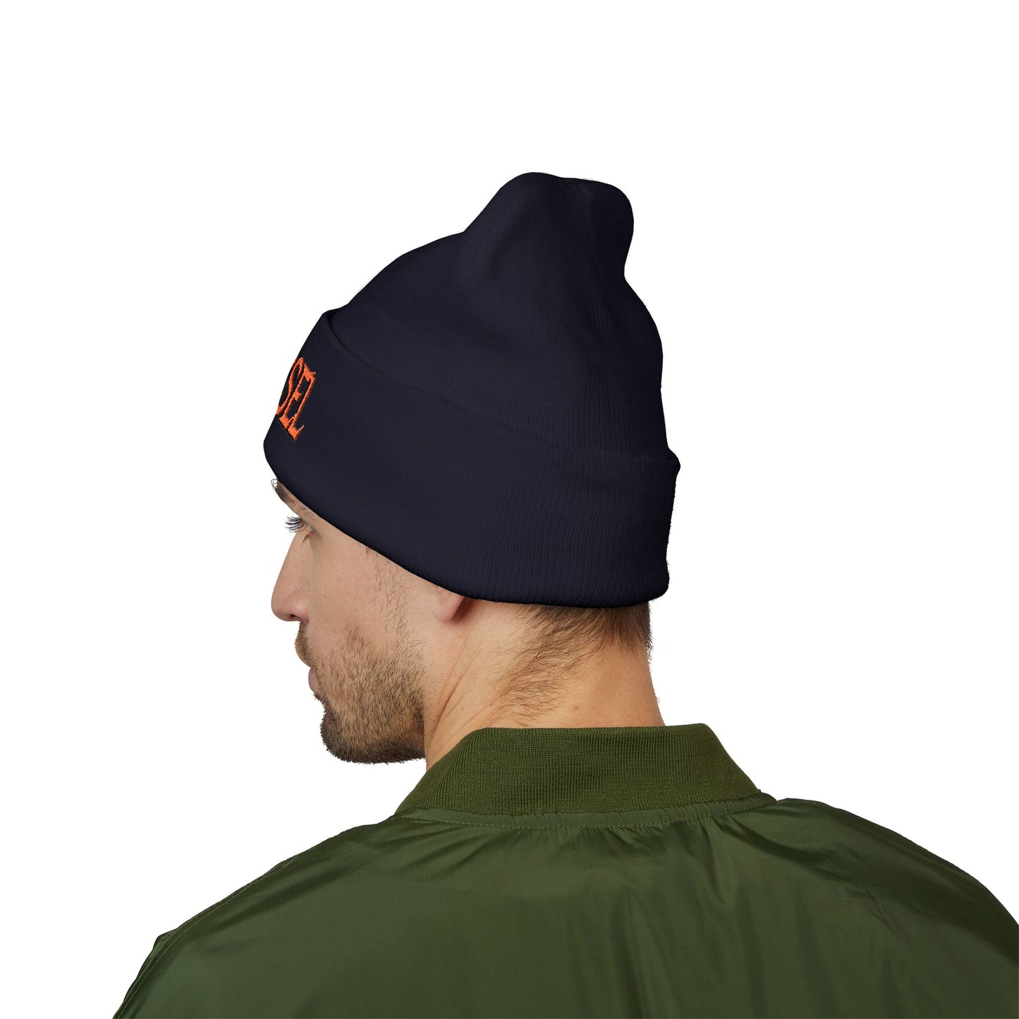 Embroidered 'THE VESSEL' Cuffed Beanie — Casual Streetwear Knit Hat