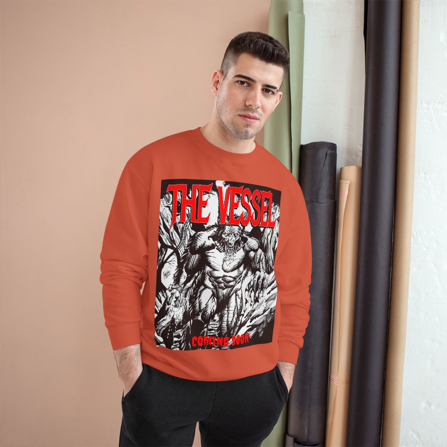 The Vessel Graphic Sweatshirt — Horror Art Crewneck with "Coming Soon" Design