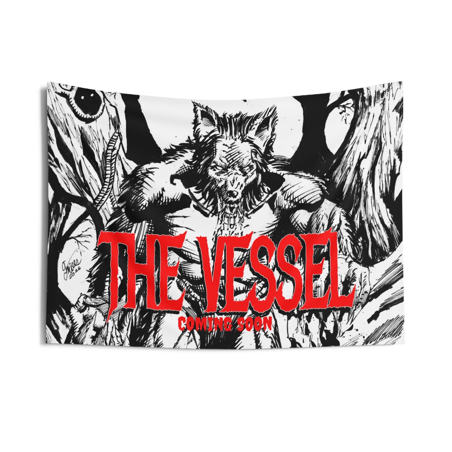 Horror Werewolf Wall Tapestry — "THE VESSEL" Graphic Poster