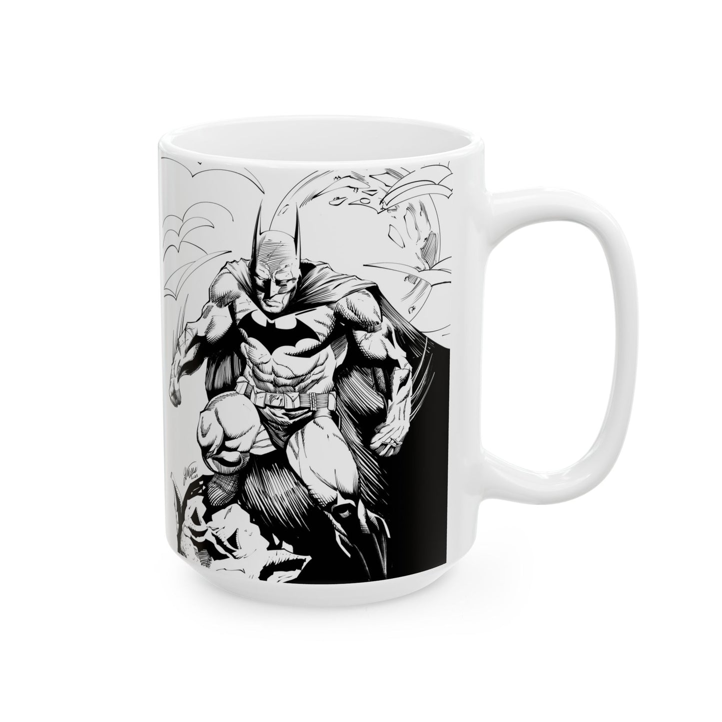 The Bat Ceramic Mug — Black Ink Equestrian Design (11oz/15oz)