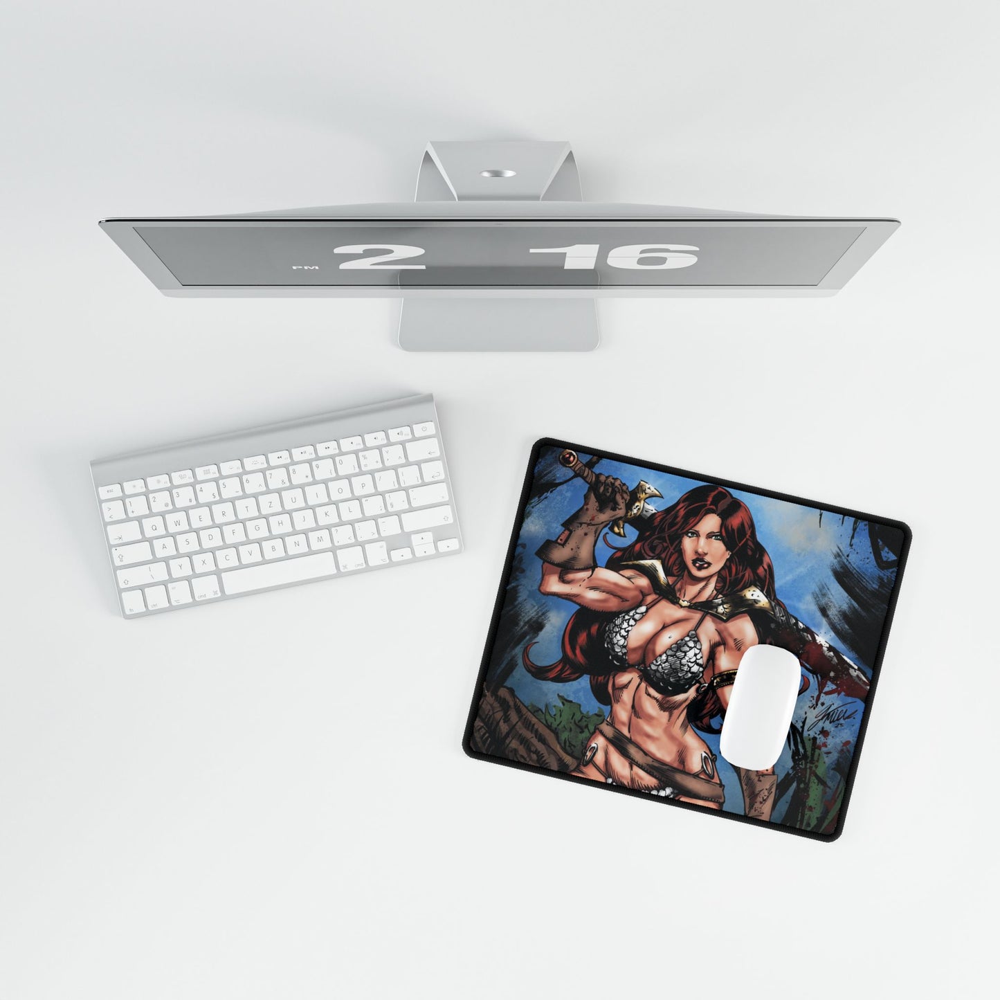 Red Sonja Desk Mat — Retro Comic Mouse Pad for Gamers & Fans