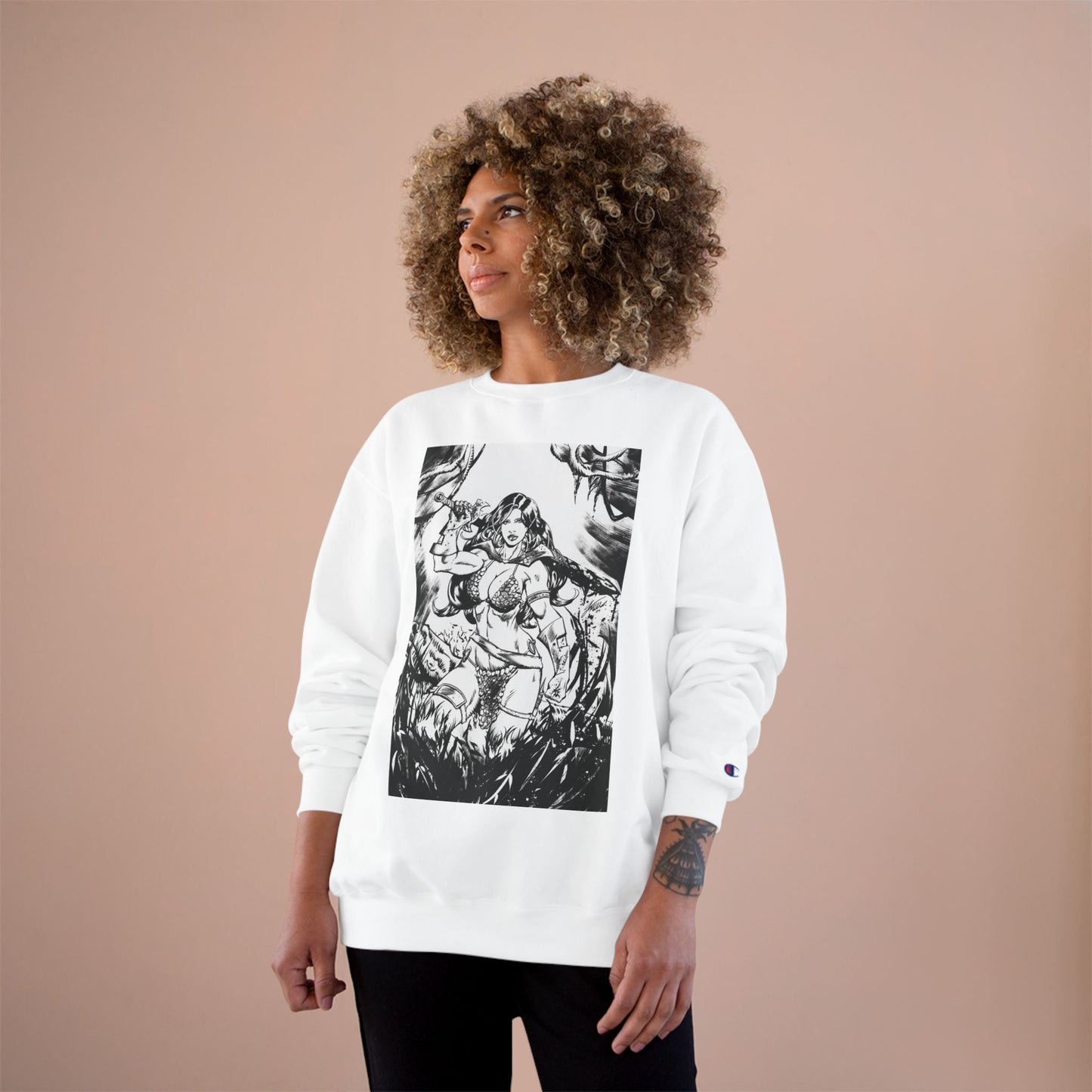 Red Sonja Champion Sweatshirt — Classic Comic Hero Crewneck