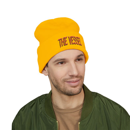 Embroidered 'THE VESSEL' Cuffed Beanie — Casual Streetwear Knit Hat