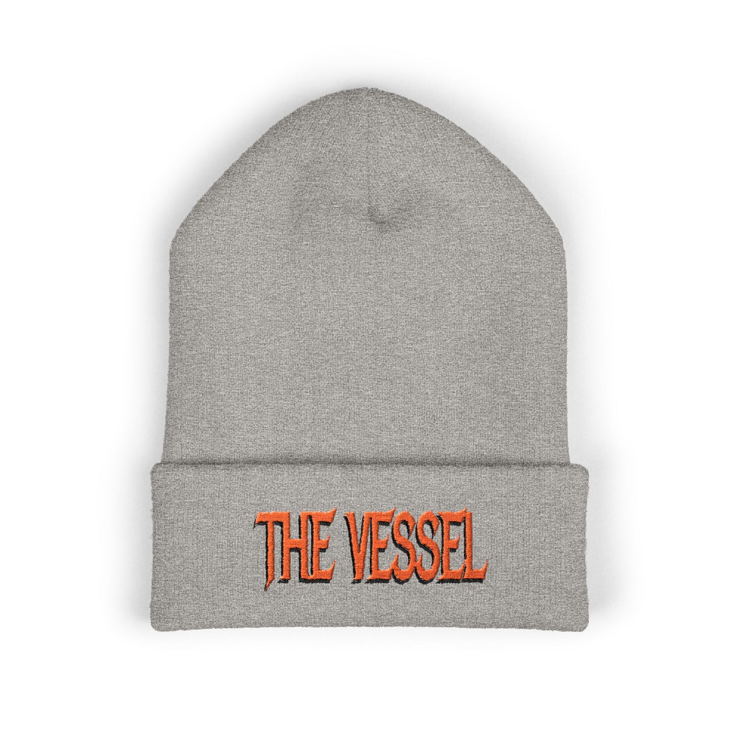 Embroidered 'THE VESSEL' Cuffed Beanie — Casual Streetwear Knit Hat