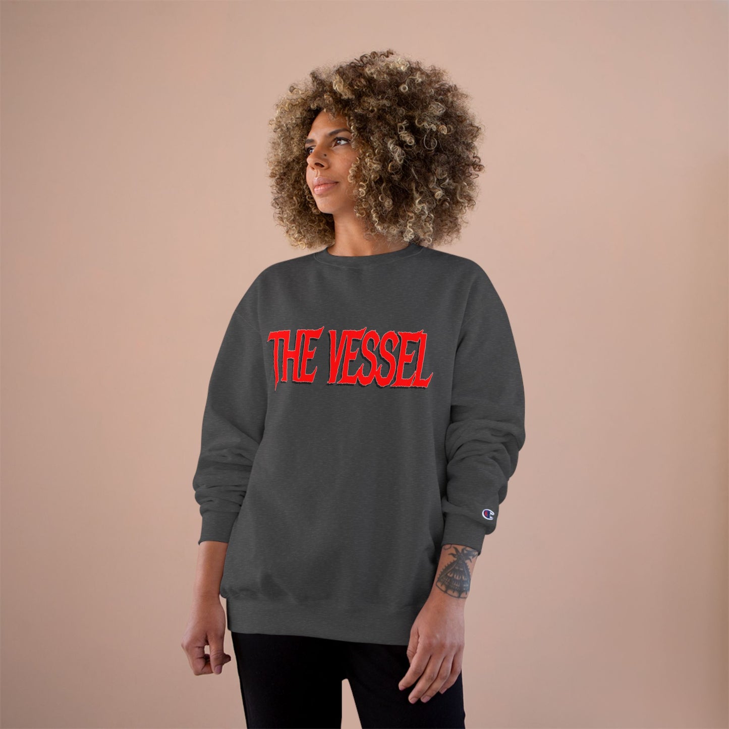 The Vessel Sweatshirt — Red Gothic Logo Crewneck