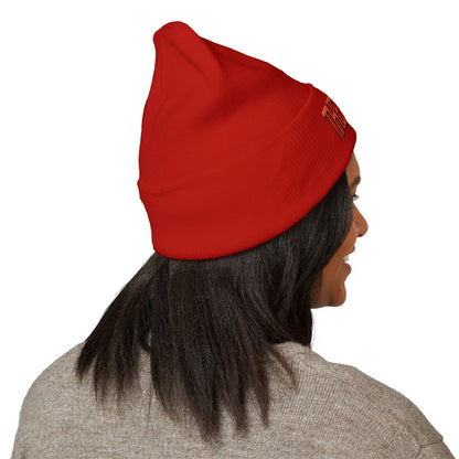 Embroidered 'THE VESSEL' Cuffed Beanie — Casual Streetwear Knit Hat