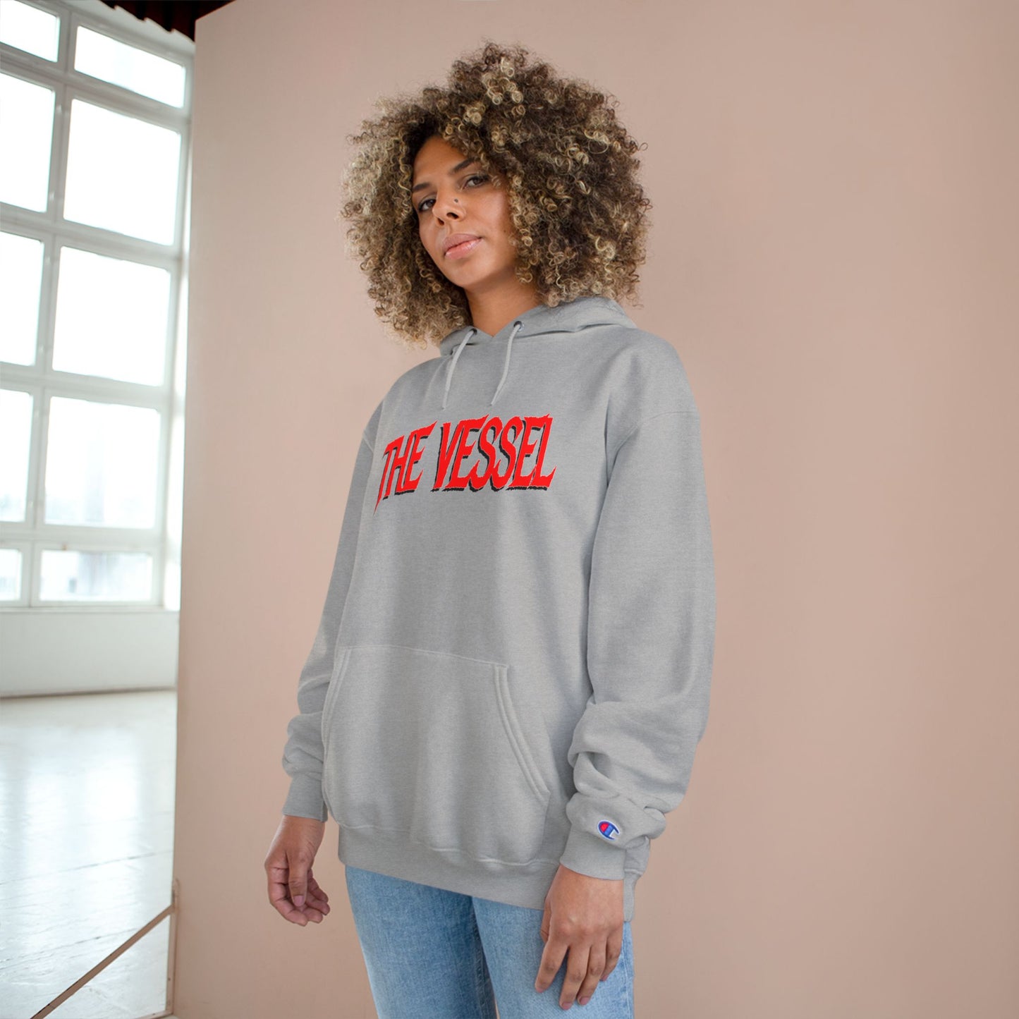 The Vessel Hoodie - Bold Red Logo Champion Pullover