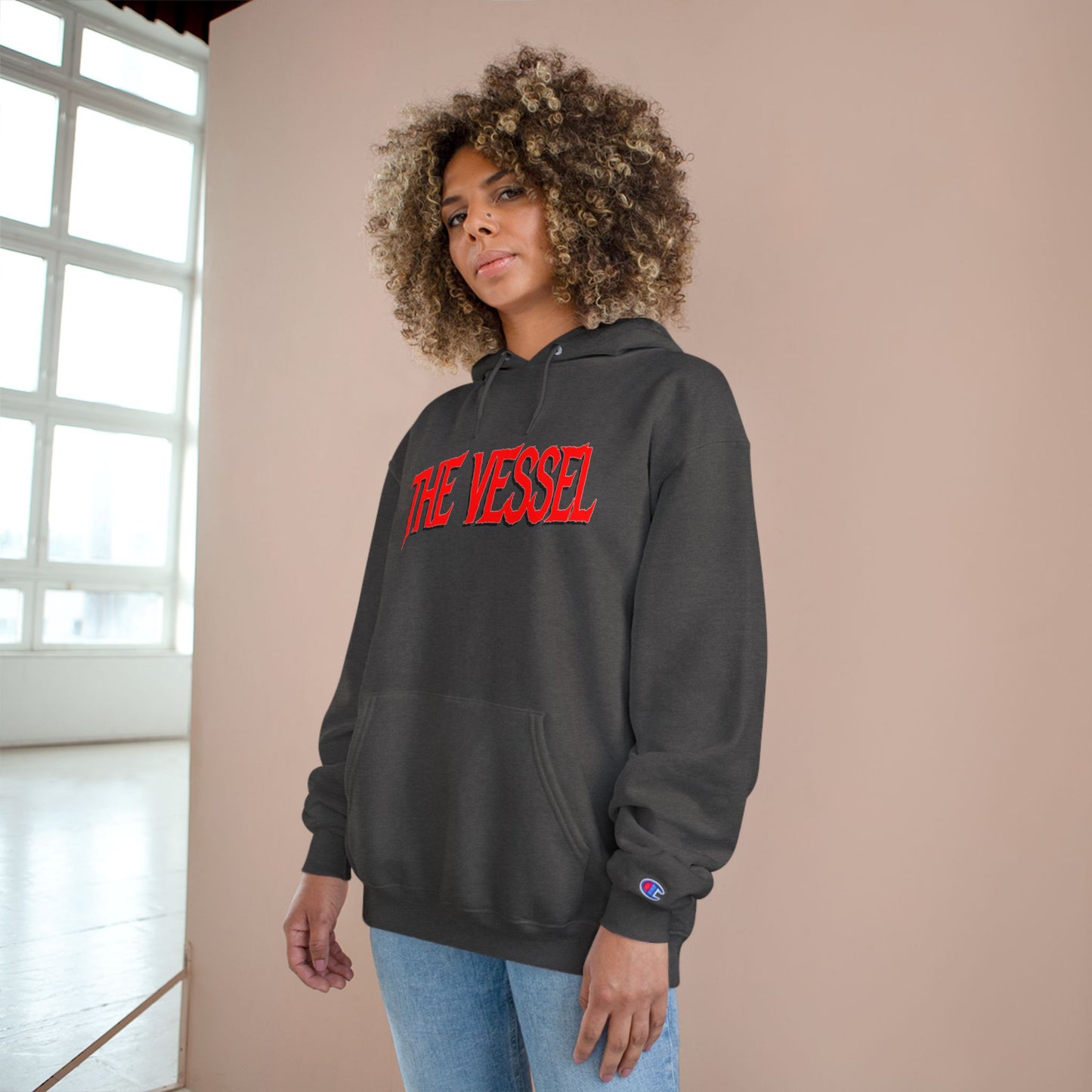 The Vessel Hoodie - Bold Red Logo Champion Pullover