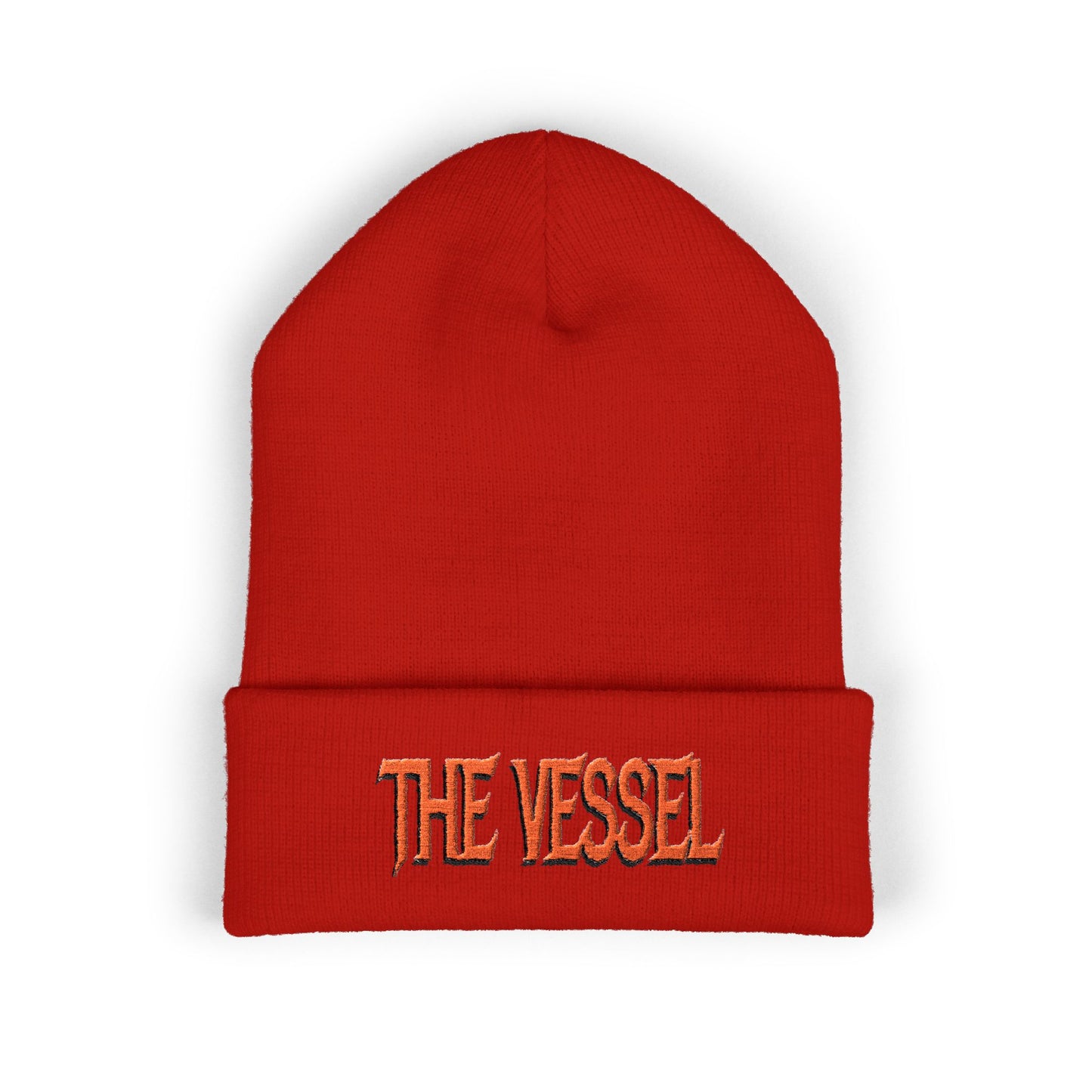 Embroidered 'THE VESSEL' Cuffed Beanie — Casual Streetwear Knit Hat