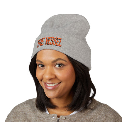Embroidered 'THE VESSEL' Cuffed Beanie — Casual Streetwear Knit Hat