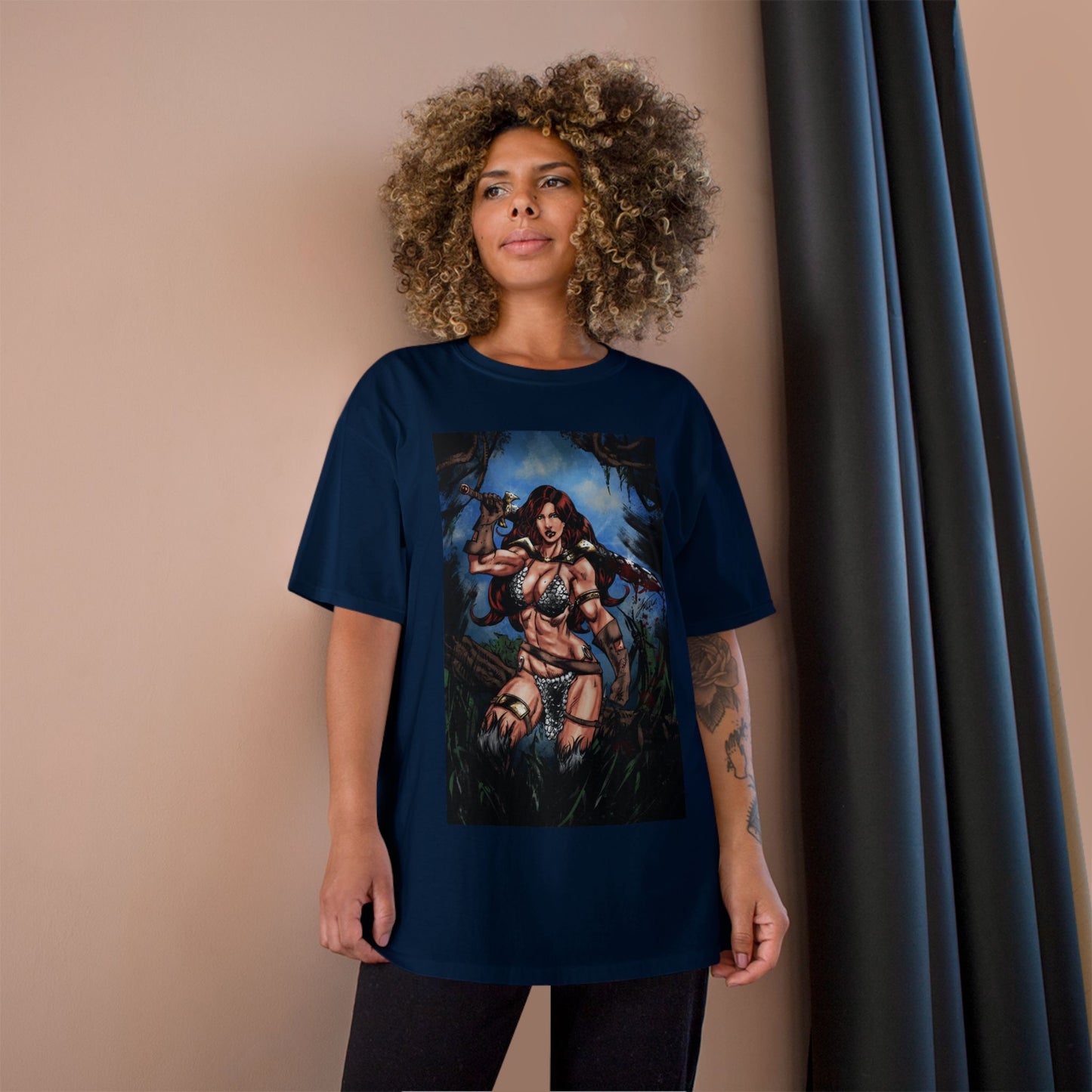 Red Sonja Sword & Sorcery Champion T-Shirt — Comic Fantasy Tee (Color)