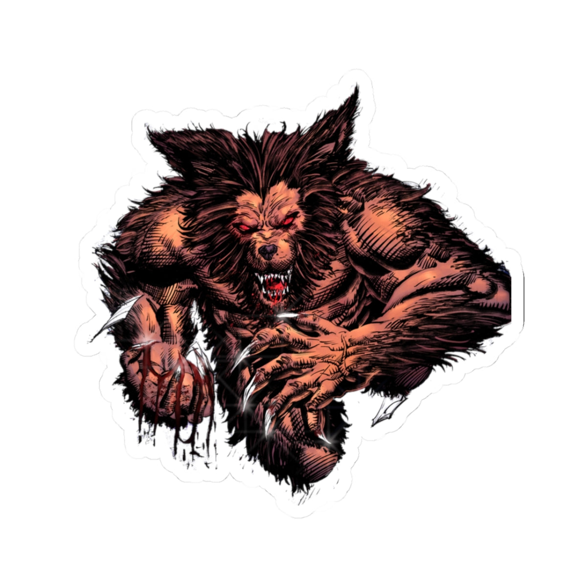 Werewolf Attack Kiss-Cut Sticker — Horror Monster Vinyl Decal for Laptops & Gear