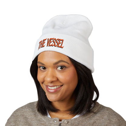 Embroidered 'THE VESSEL' Cuffed Beanie — Casual Streetwear Knit Hat