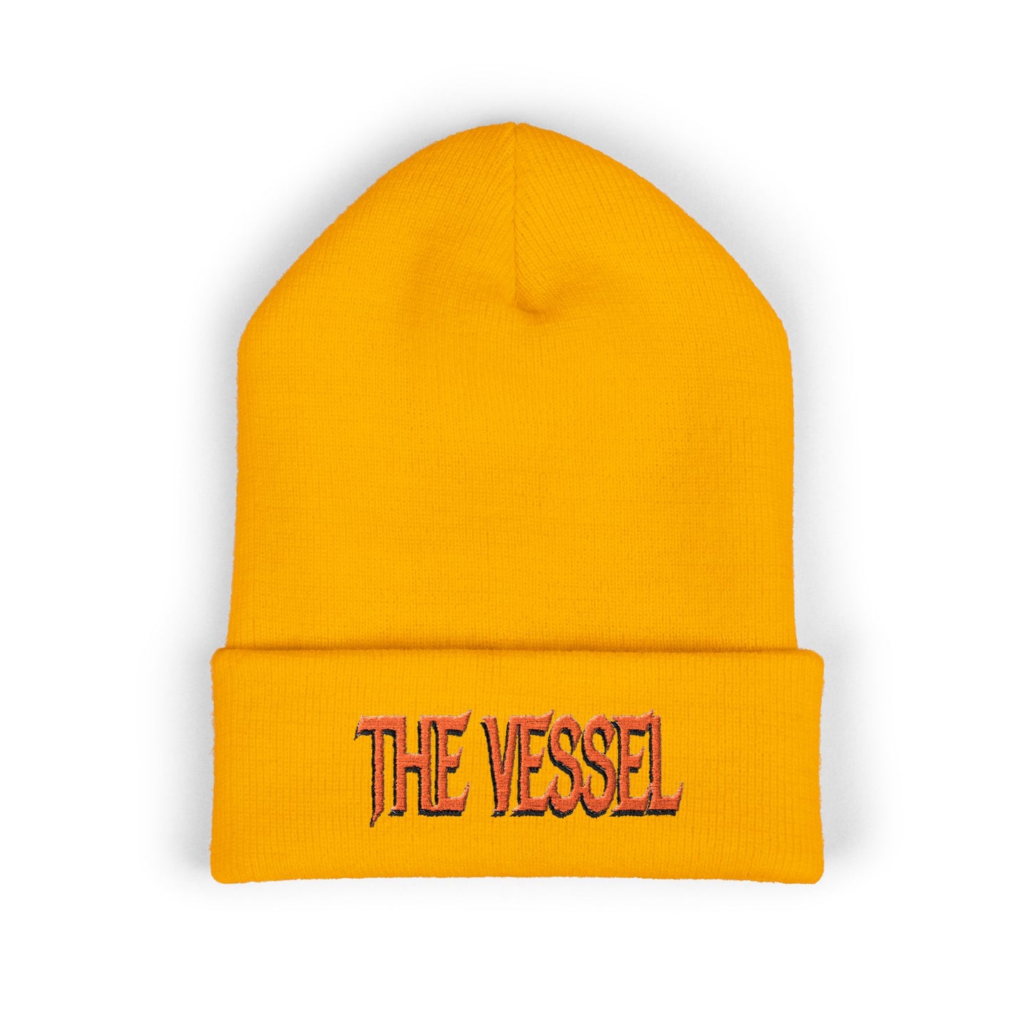 Embroidered 'THE VESSEL' Cuffed Beanie — Casual Streetwear Knit Hat