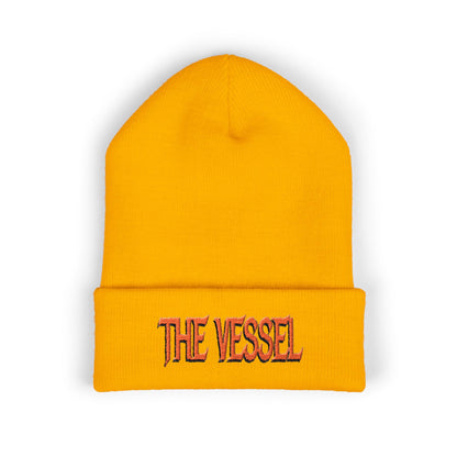 Embroidered 'THE VESSEL' Cuffed Beanie — Casual Streetwear Knit Hat