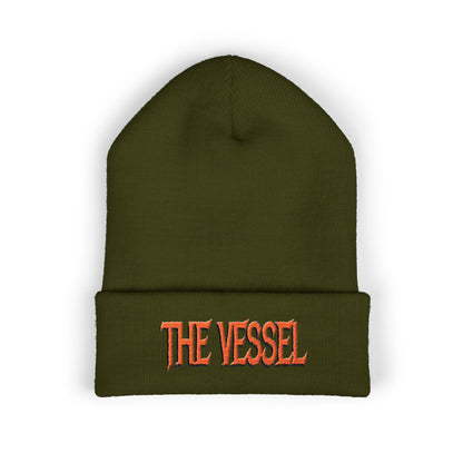 Embroidered 'THE VESSEL' Cuffed Beanie — Casual Streetwear Knit Hat