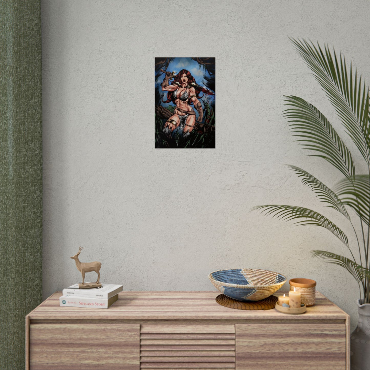 Fantasy Warrior Poster — Red-Haired Barbarian Art Print (Rolled Poster)