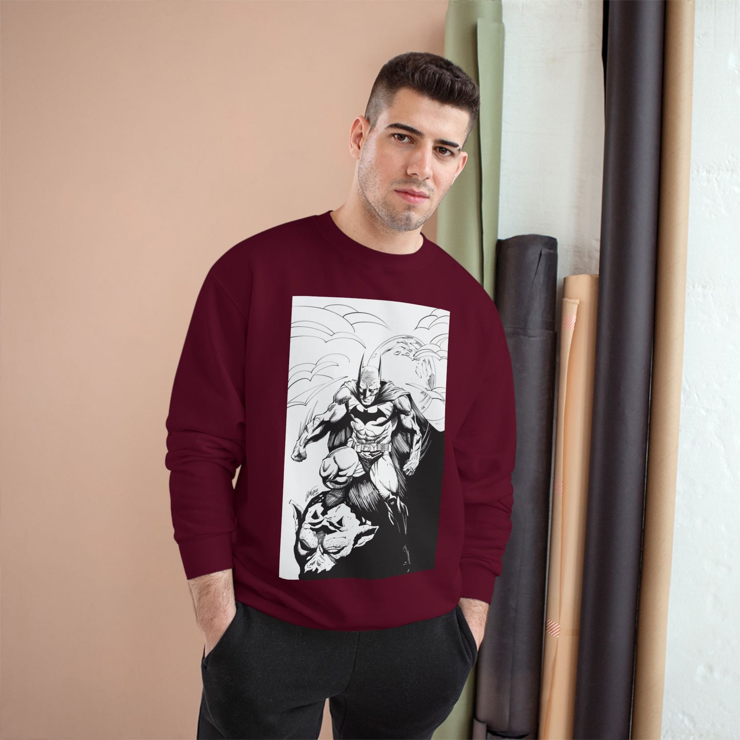 The Bat Comic Champion Sweatshirt - Cool Superhero Graphic Tee