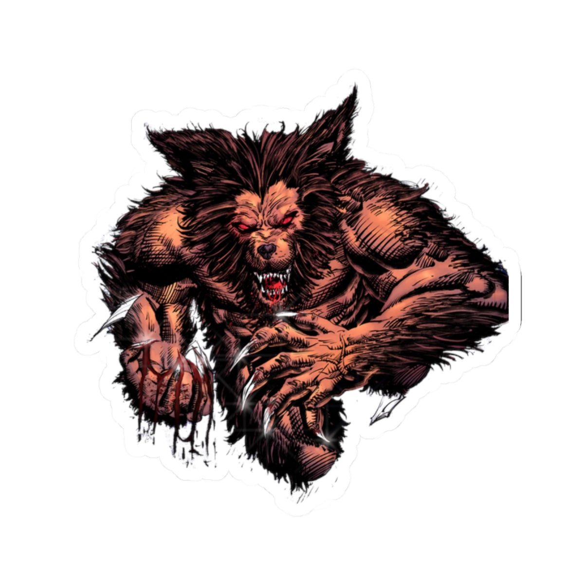 Werewolf Attack Kiss-Cut Sticker — Horror Monster Vinyl Decal for Laptops & Gear