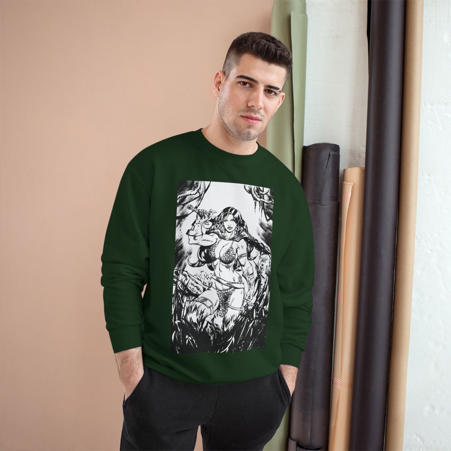 Red Sonja Champion Sweatshirt — Classic Comic Hero Crewneck