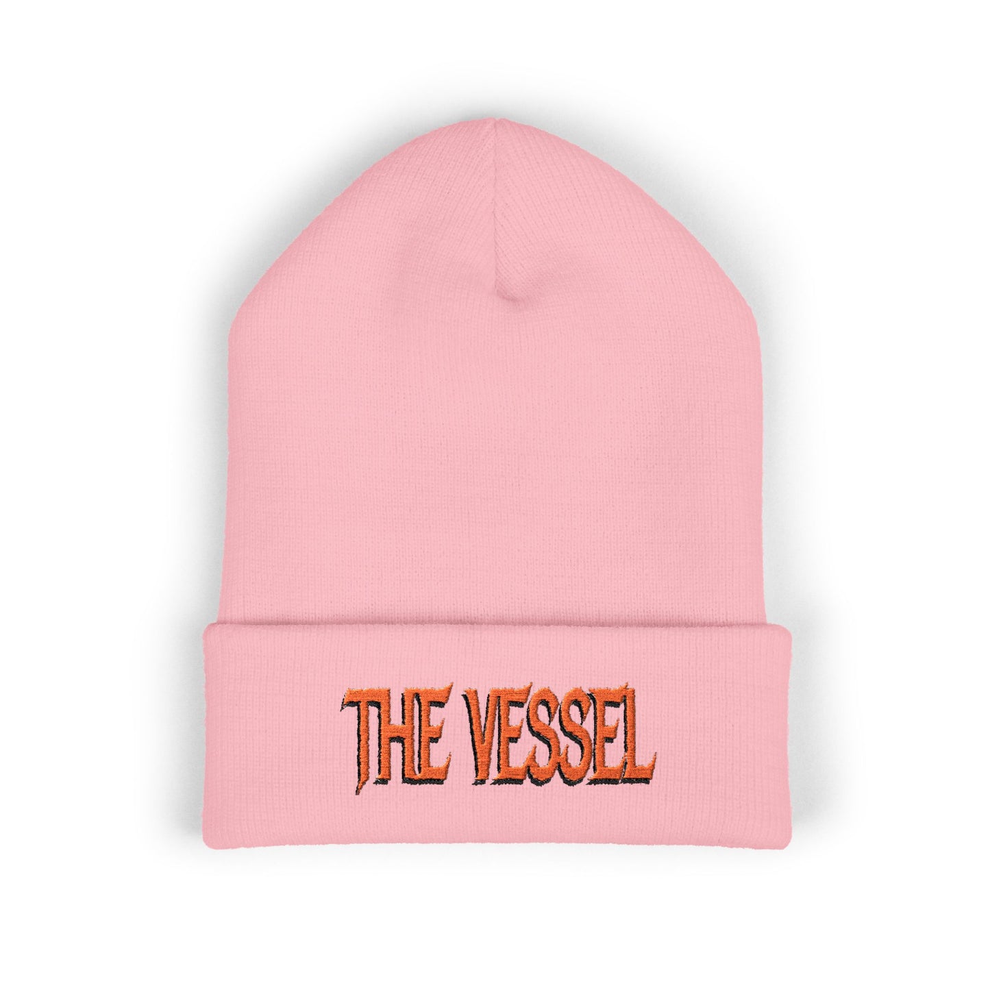 Embroidered 'THE VESSEL' Cuffed Beanie — Casual Streetwear Knit Hat