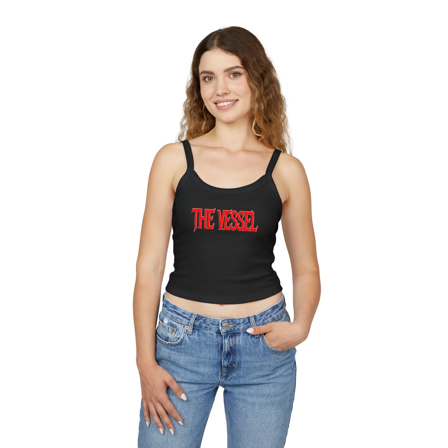 The Vessel Crop Tank Top —  Red Graphic Spaghetti Strap Tank
