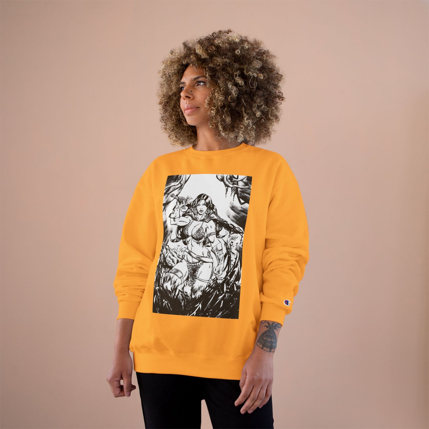 Red Sonja Champion Sweatshirt — Classic Comic Hero Crewneck